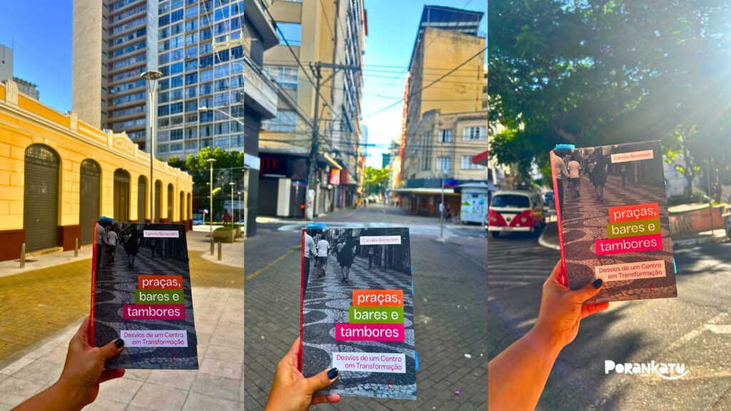 fotos do livro praças, bares e tambores de Camila Benezath pelo centro de vitória